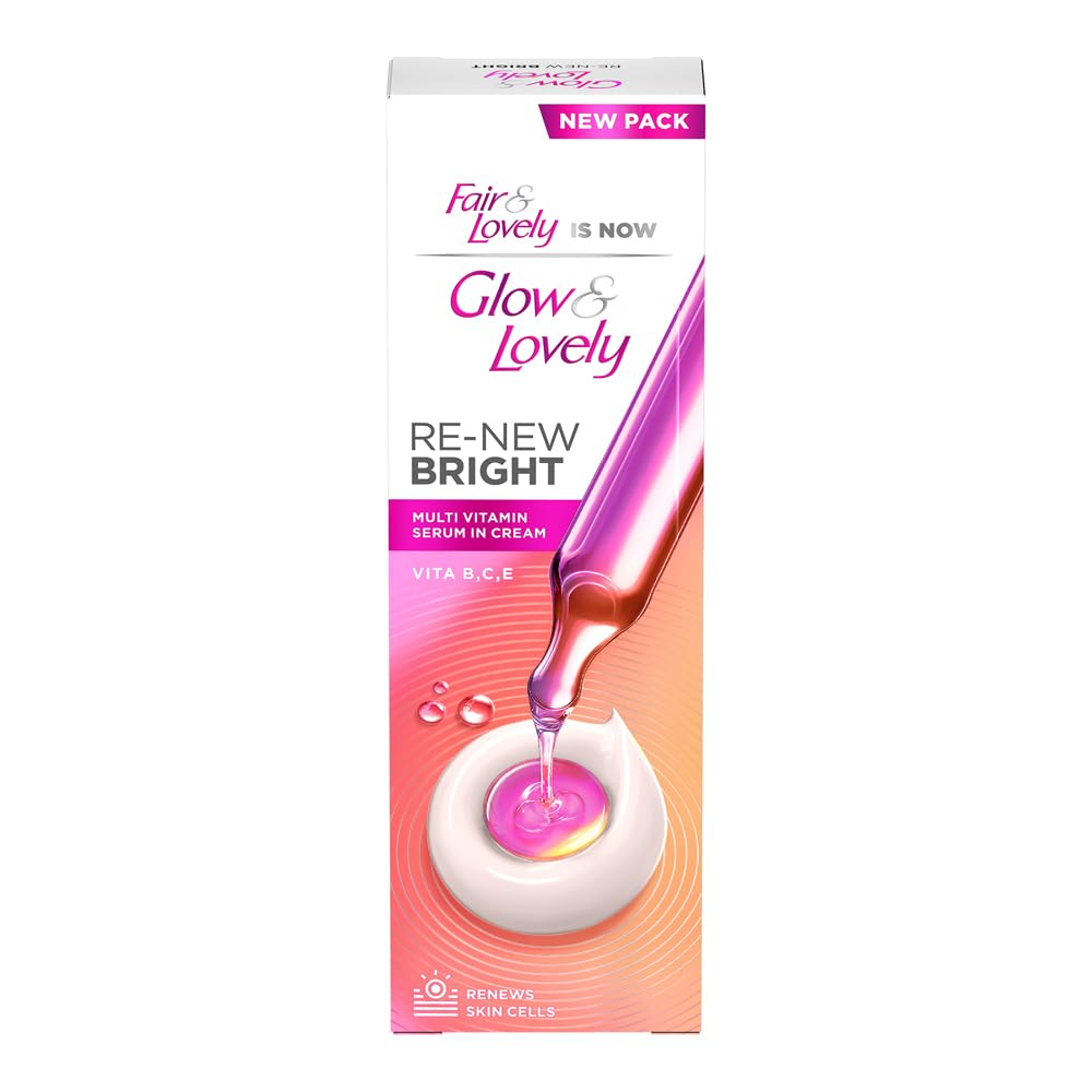 Glow & Lovely Renew Bright Multivitamin Serum In Cream | Vitamins B,C And E | Renews Skin Cells |Bright And Healthy Skin | Clinically Proven Formula Is Dermatologically Tested | 50G "